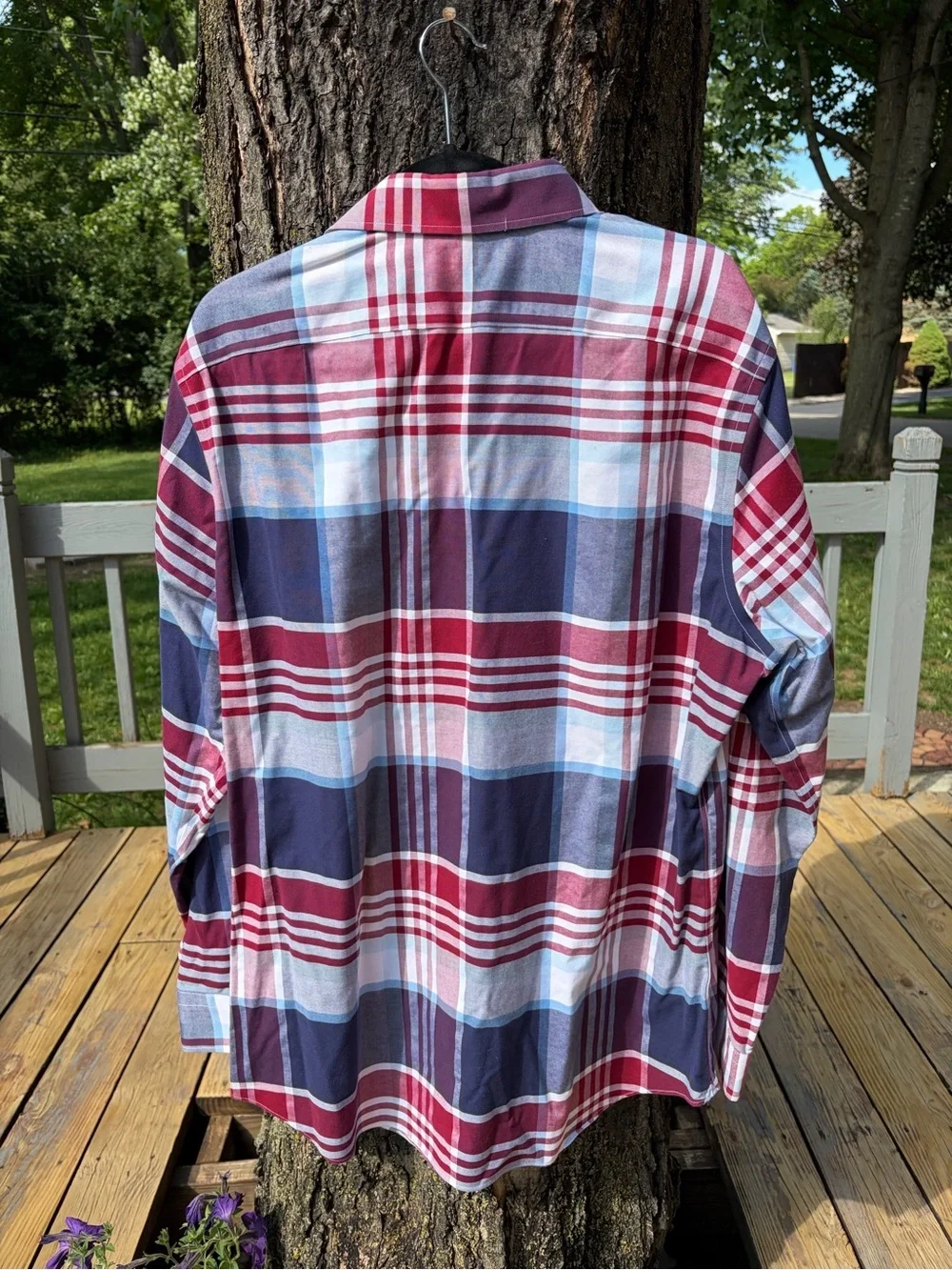 Banana Republic non iron Grant Fit Plaid Button-Down Shirt - Red & Blue XL